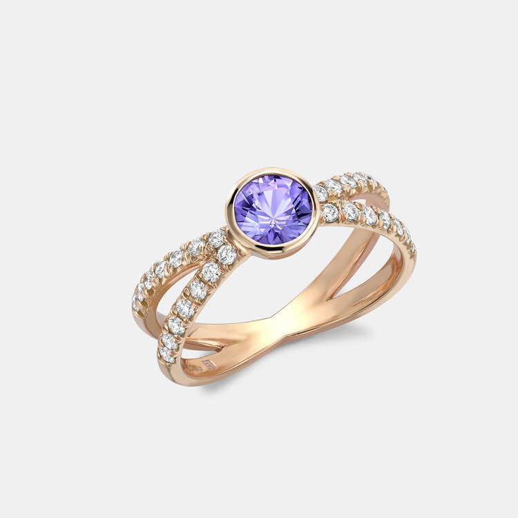 Handmade Gold, Sapphire and Diamond Kiss Ring