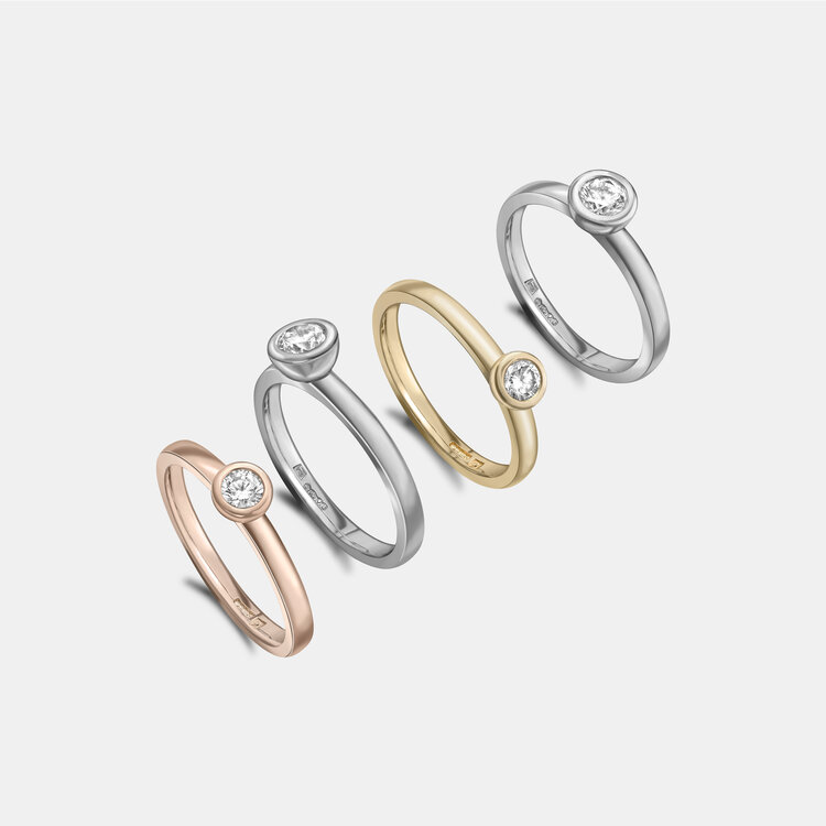 Bespoke Diamond Stacking Rings in Yellow and Rose Gold and Platinum